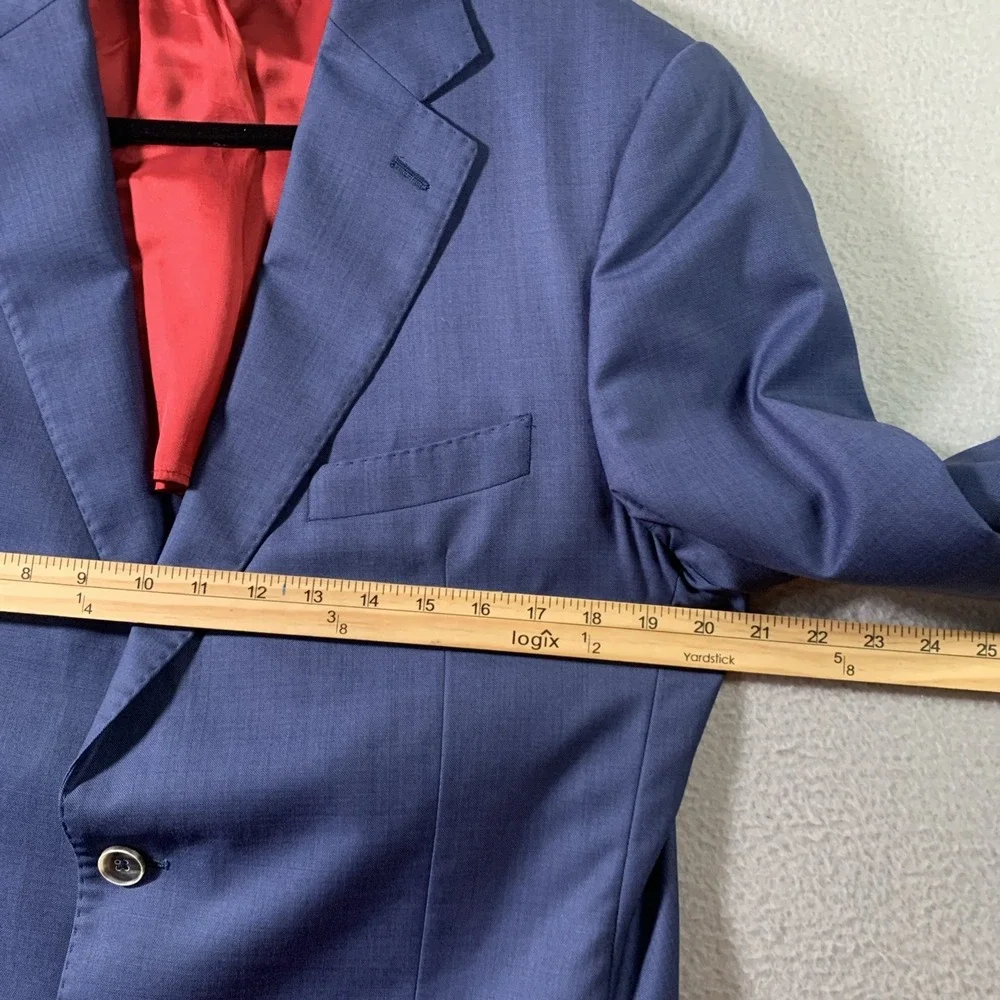 J. Hilburn Custom Blazer 42L Vitale Barberis Canonico Italian Wool Blue Jacket